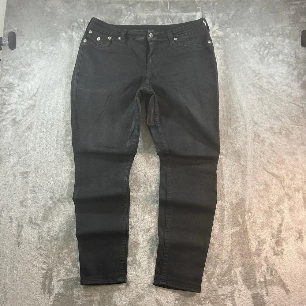True Religion Section Skinny Jeans Mens 34x30 Black Dark Wash Slim Denim Pants